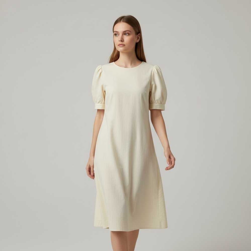 🌻NEW w/tags Cubic London Romantic Feminine Ivory Puff Sleeve Dress Size Large